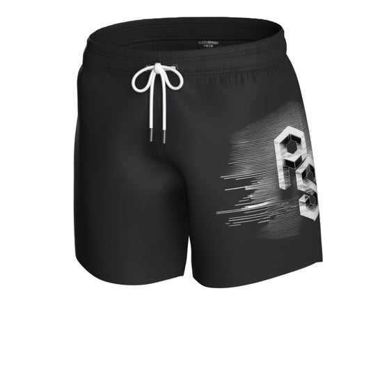 Plein Sport Metallic Logo Medium Boardshort Black Swim Shorts