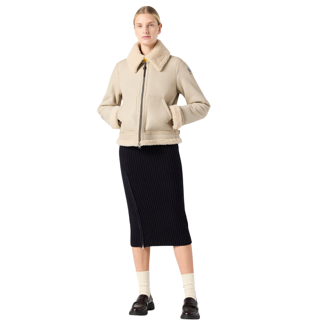 Parajumpers Gialean Special Oat Brown Leather Jacket