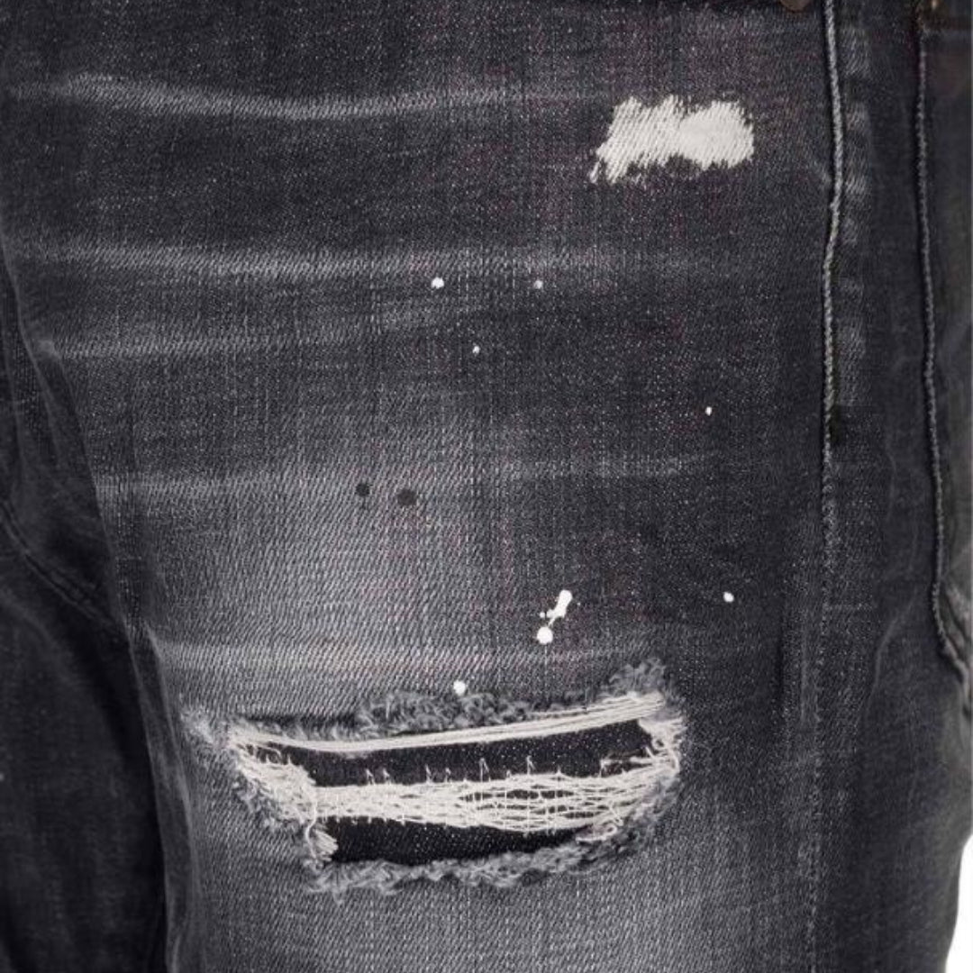 Dsquared2 642 Denim Paint Splash Black Denim Pants Mens