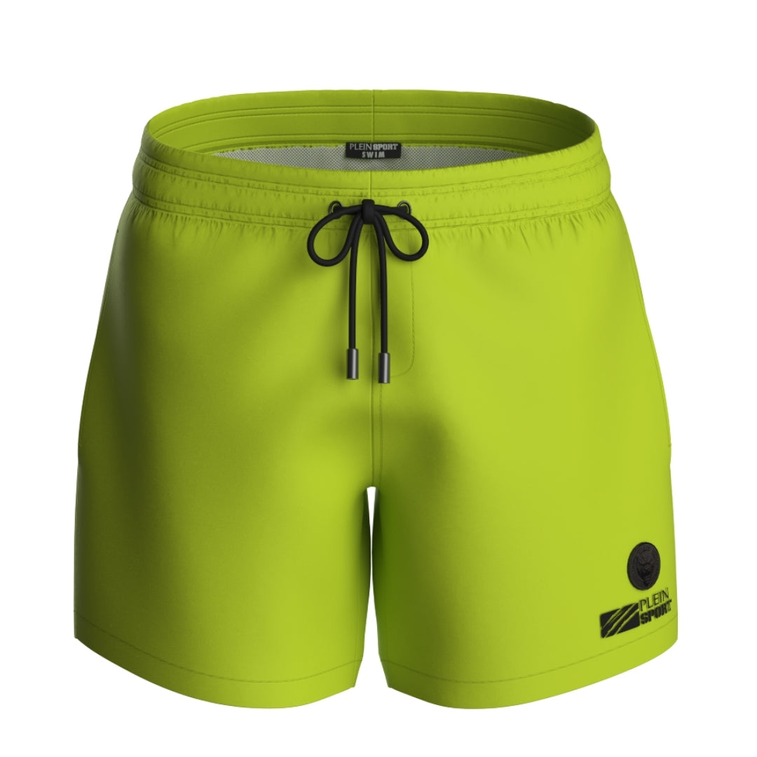 Plein Sport Basic Logo Medium Boardshort Yellow Swim Shorts