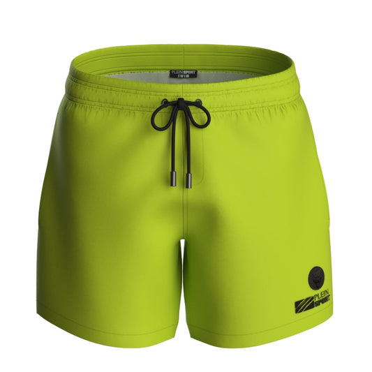 Plein Sport Basic Logo Medium Boardshort Yellow Swim Shorts