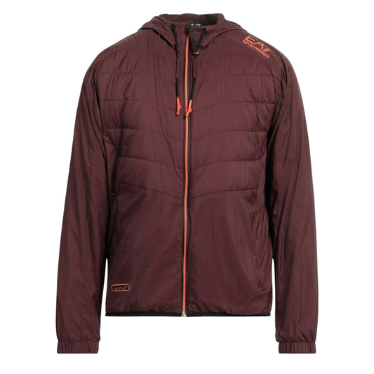 EA7 Lightweight Hooded Bitter Chocolate Bomber Jacket