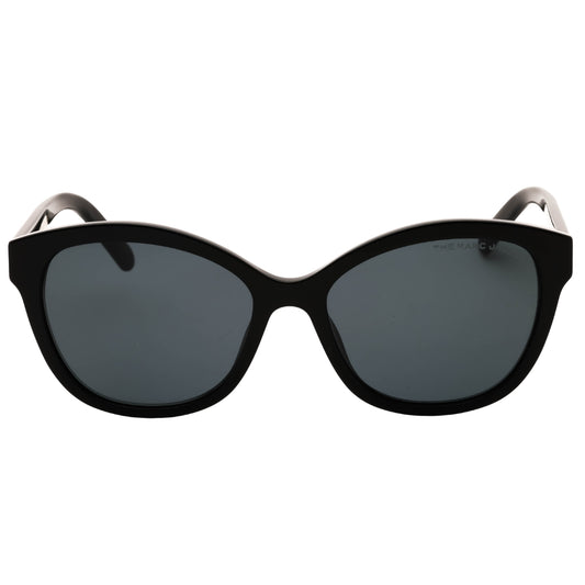 Marc Jacobs Grey Lens Gold Logo Black Sunglasses One Size