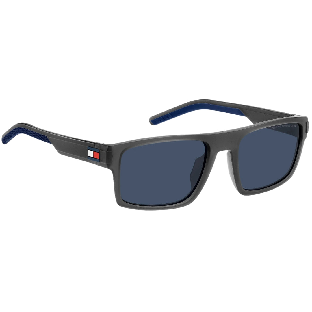 Tommy Hilfiger Dark Blue Lens Matte Grey Sunglasses