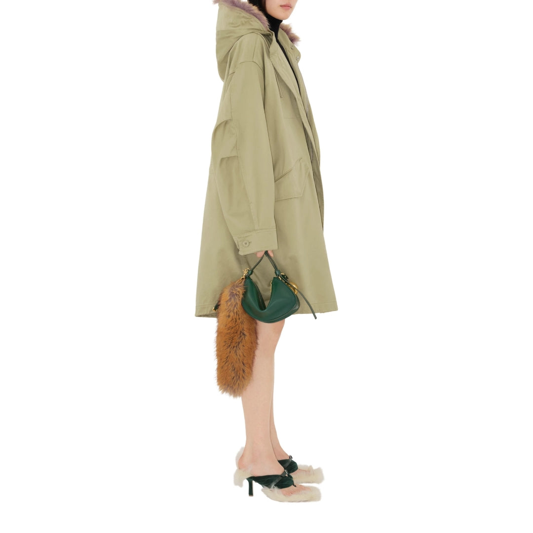 BURBERRY 8079197 Faux Fur Cotton Parka HUNTER (Light Green) PARKA Womens S
