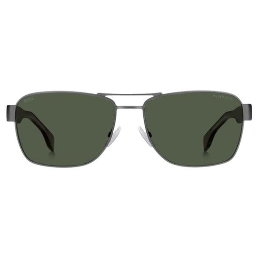 Hugo Boss Matte Ruthenium Dark Havana Legs Green Lensed Sunglasses