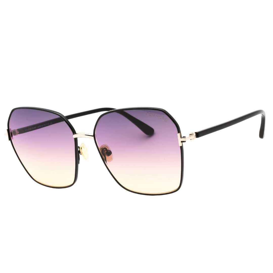 Tom Ford Claudia-02 Gradient Smoke Lens Shiny Black Sunglasses One Size