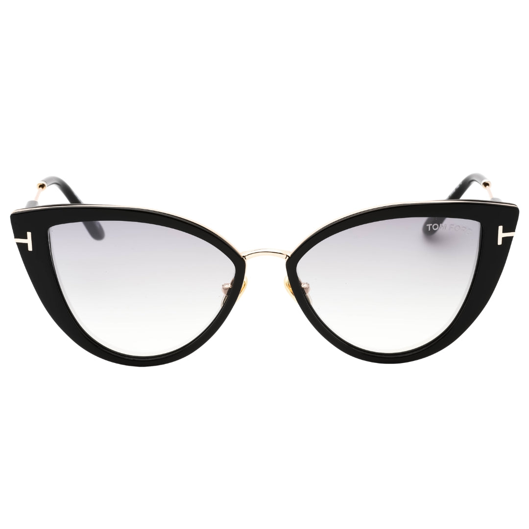 Tom Ford Anjelica-02 Smoke Mirror Lens Shiny Black Sunglasses One Size