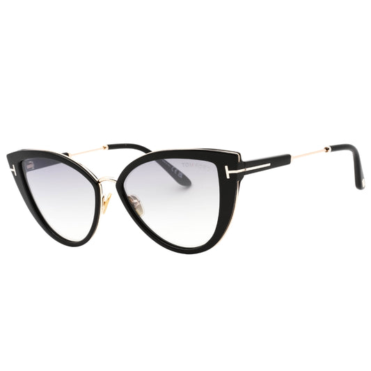 Tom Ford Anjelica-02 Smoke Mirror Lens Shiny Black Sunglasses One Size