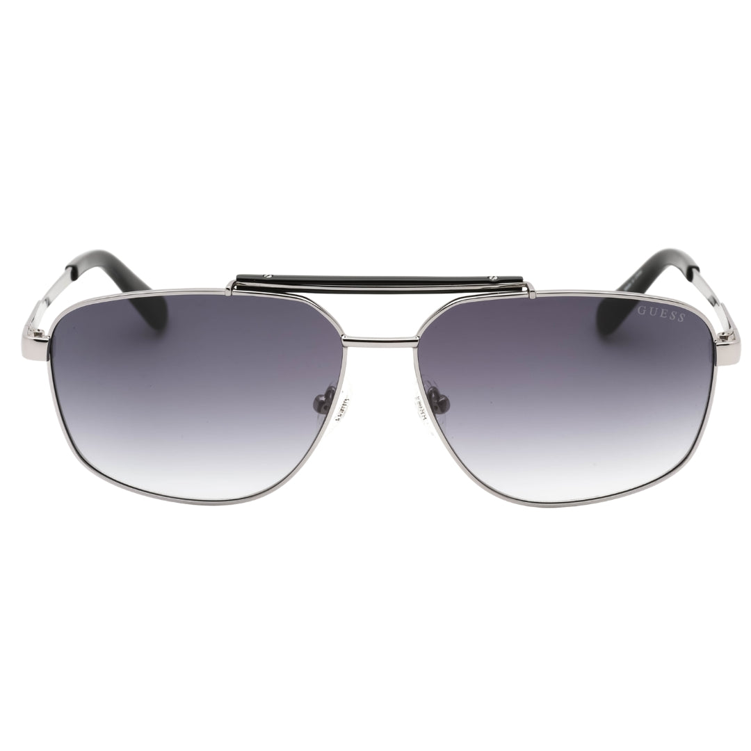 Guess Gradient Smoke Lens Shiny Dark Silver Sunglasses One Size