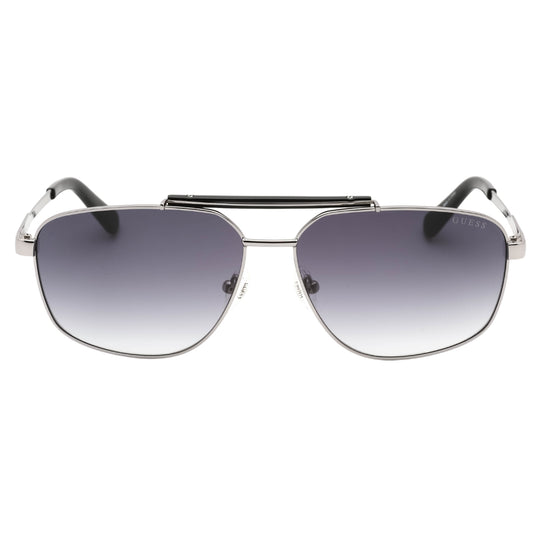 Guess Gradient Smoke Lens Shiny Dark Silver Sunglasses One Size