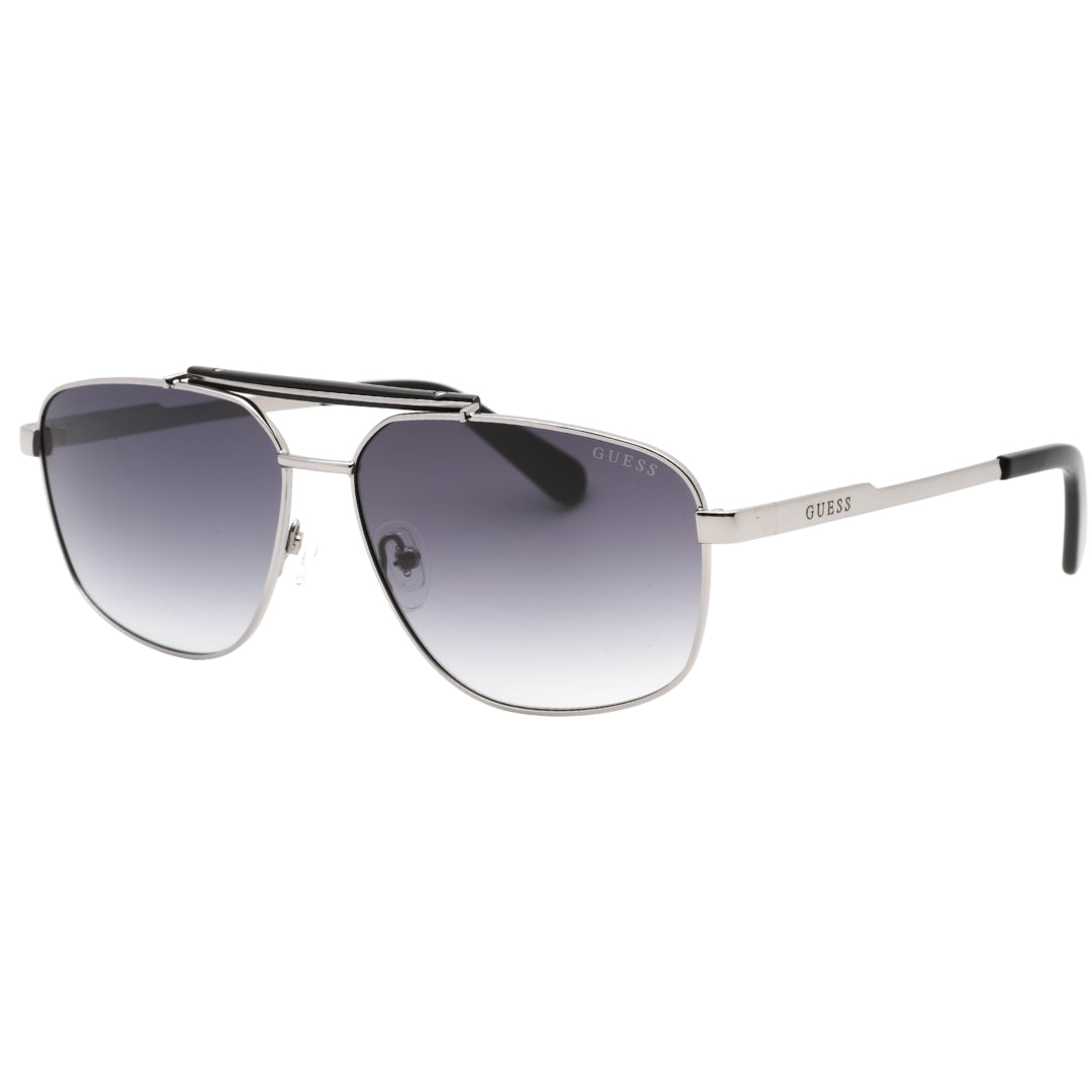 Guess Gradient Smoke Lens Shiny Dark Silver Sunglasses One Size