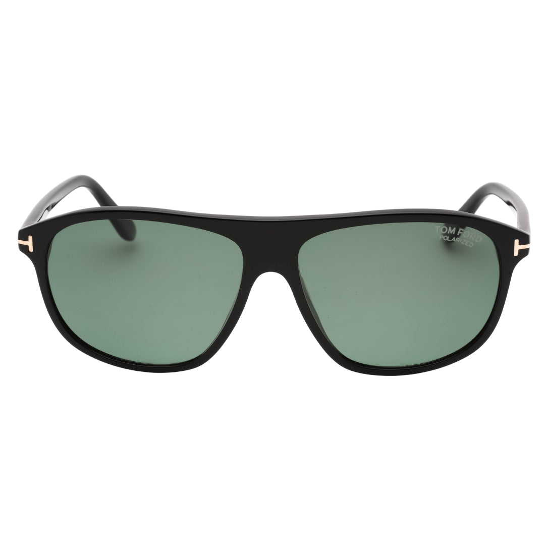 Tom Ford Prescott Green Polarized Lens Shiny Black Sunglasses One Size