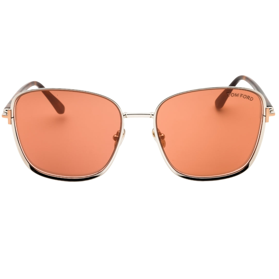 Tom Ford Ft1029 12G Shiny Dark Ruthenium /Brown Mirror Sunglasses Female 57X17X140 One Size