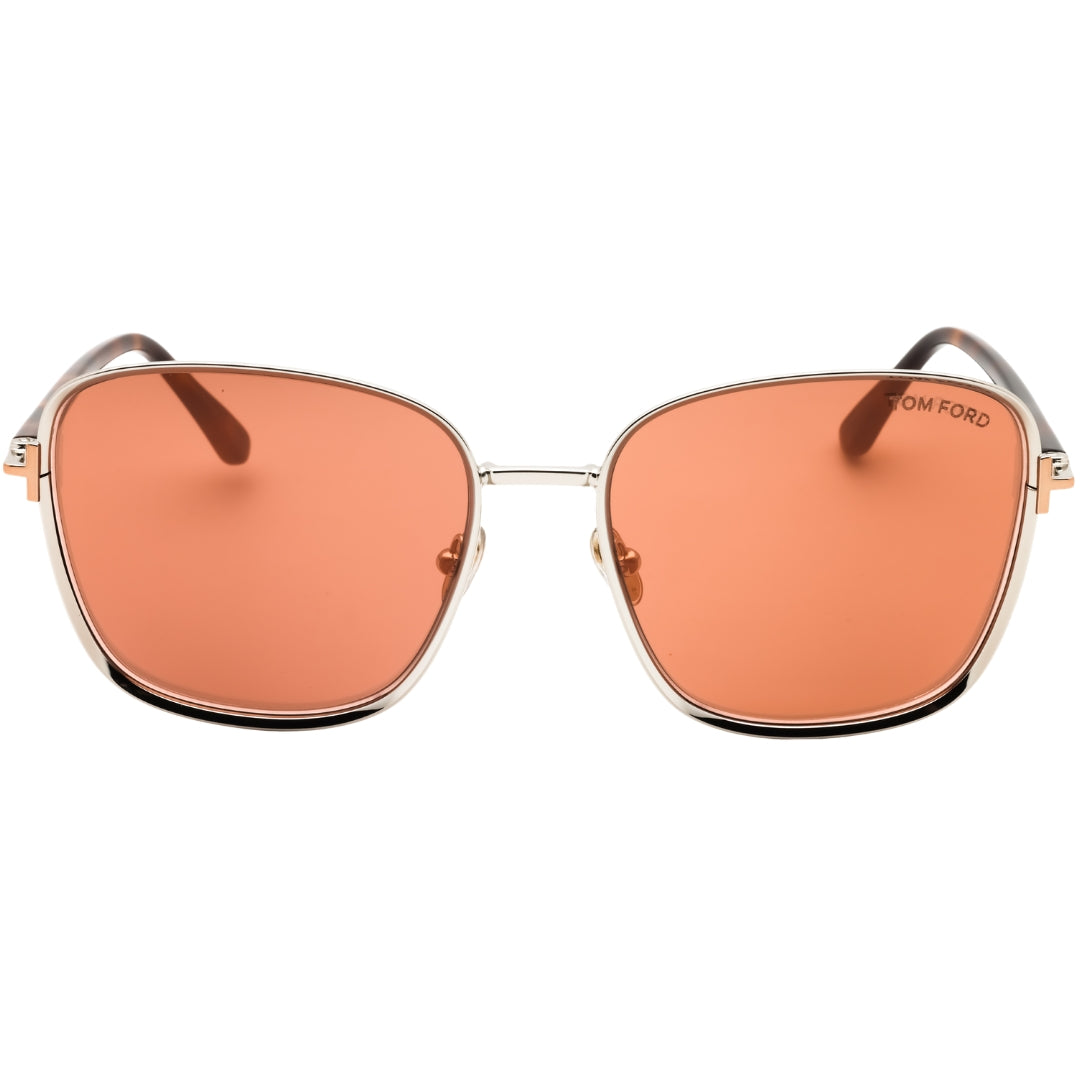 Tom Ford Shiny Dark Ruthenium Frame Brown Mirror Lensed Sunglasses One Size