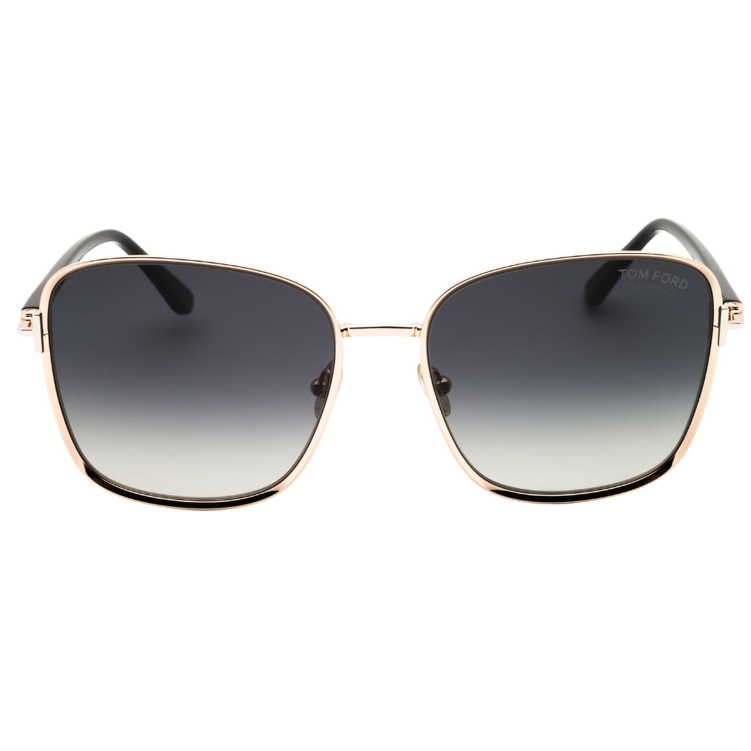 Tom Ford FT1029 Fern 28D shiny rose gold / smoke polarized Sunglasses Female 57X17X140 One Size