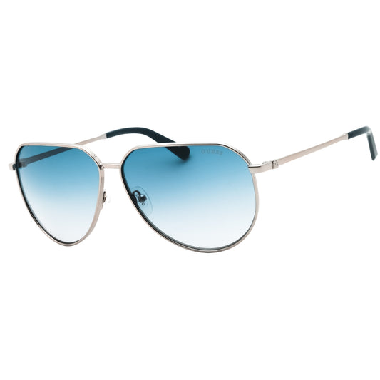 Guess Shiny Gunmetal Grey Gradient Blue Lensed Sunglasses One Size
