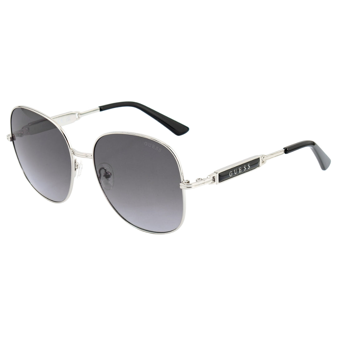 Guess Shiny Light Nickeltin Metal Frame Gradient Smoke Lens Sunglasses