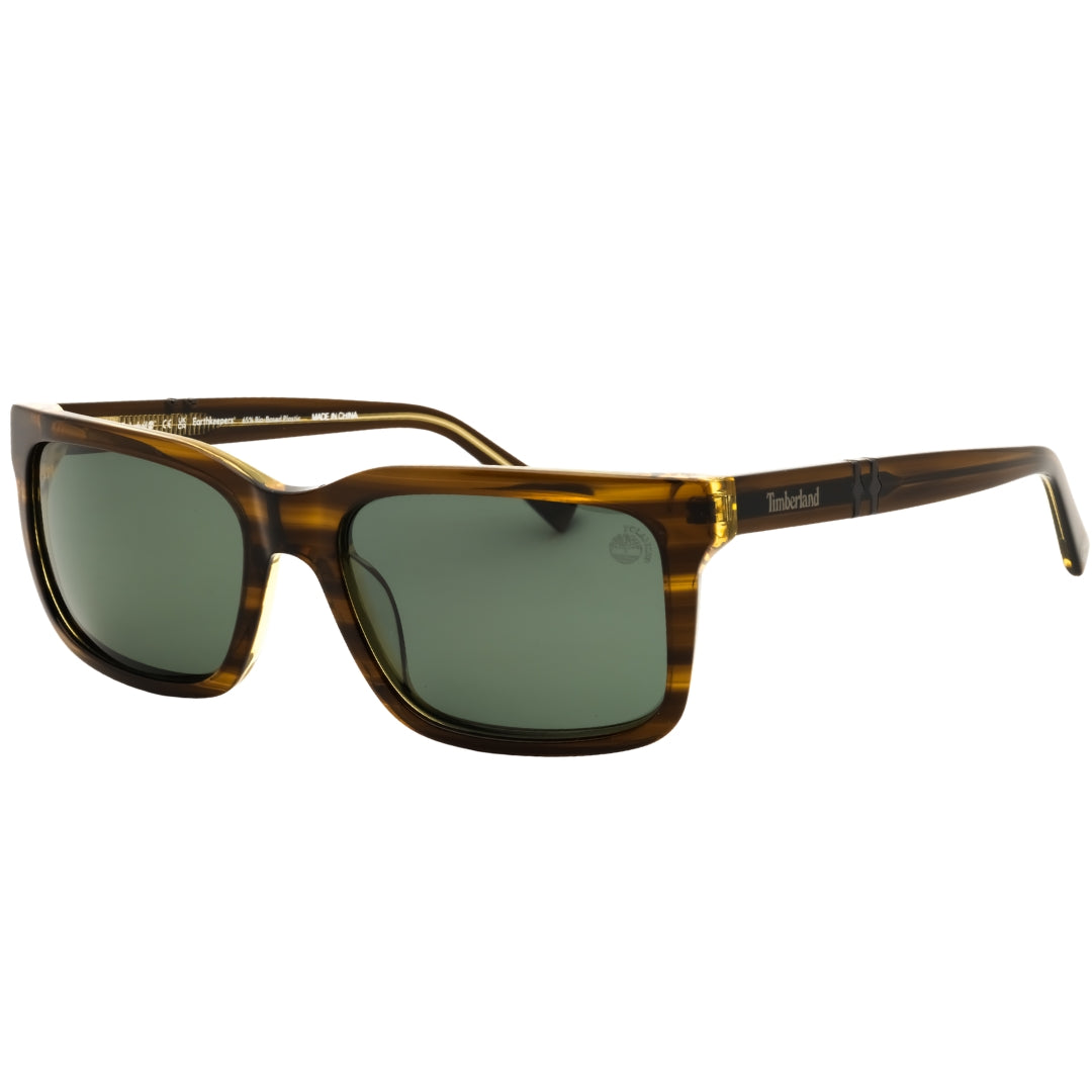 Timberland Shiny Light Green Havana Polarised Sunglasses
