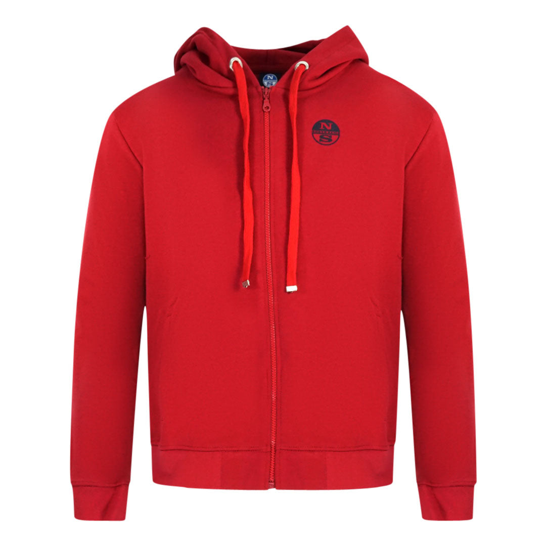 North Sails Logo Red Zip Hoodie