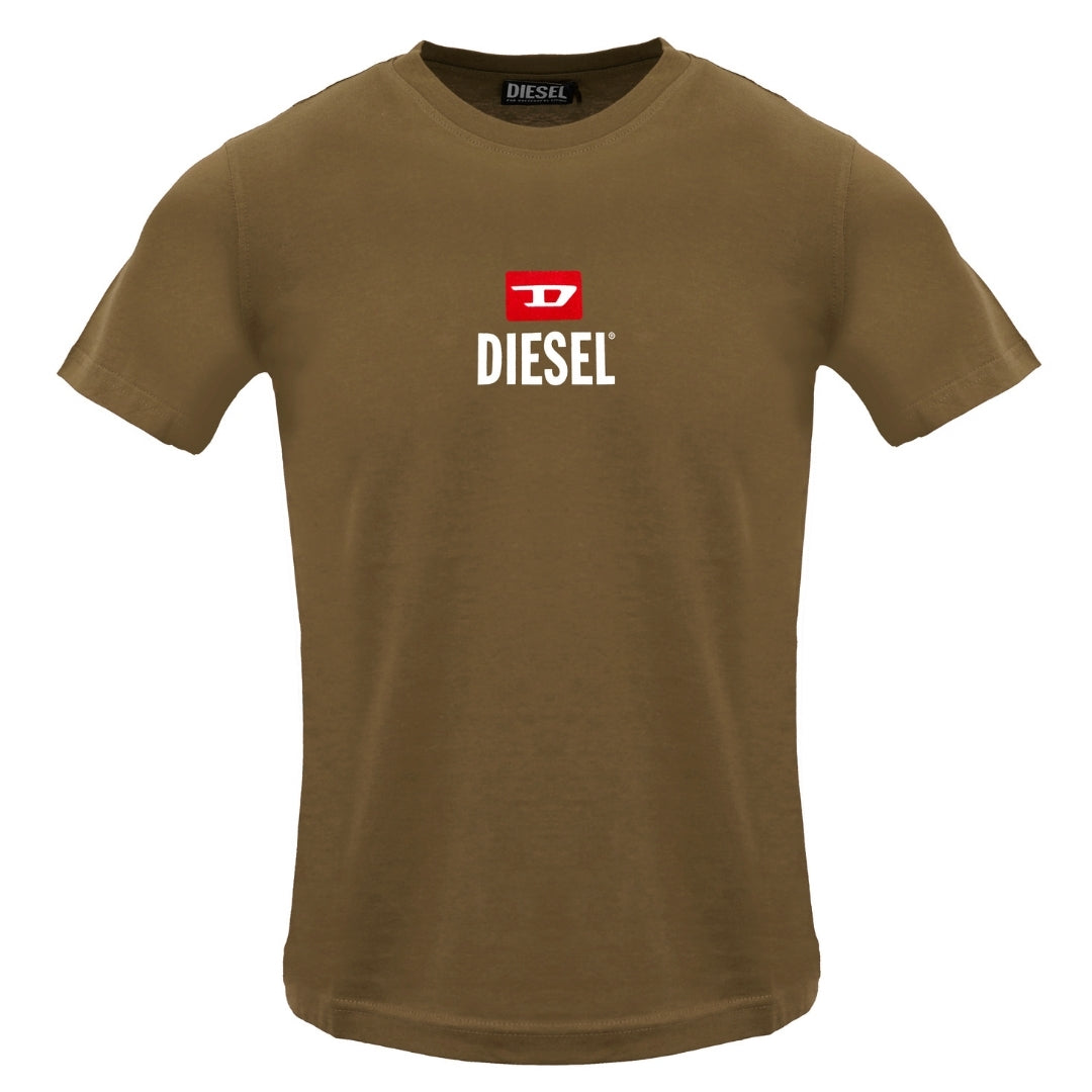 Diesel Just Small New D Logo Brown Coffee Liqueur T-Shirt