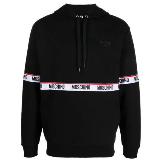Moschino Branded Taped Chest Black Hoodie