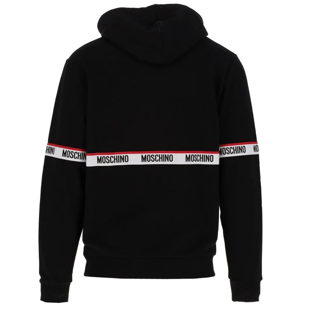 Moschino Branded Taped Chest Black Hoodie
