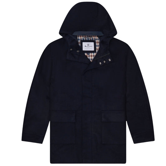 Aquascutum Active Wool Hooded Active Coat Navy L