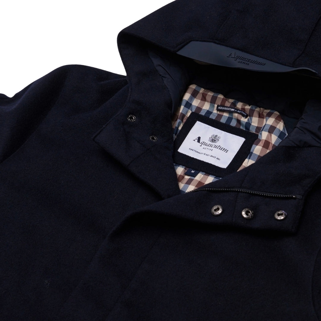 Aquascutum Active Wool Hooded Active Coat Navy L