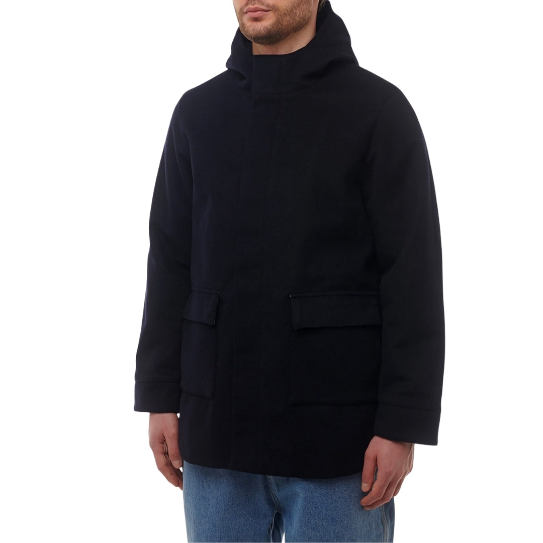 Aquascutum Active Wool Hooded Active Coat Navy L