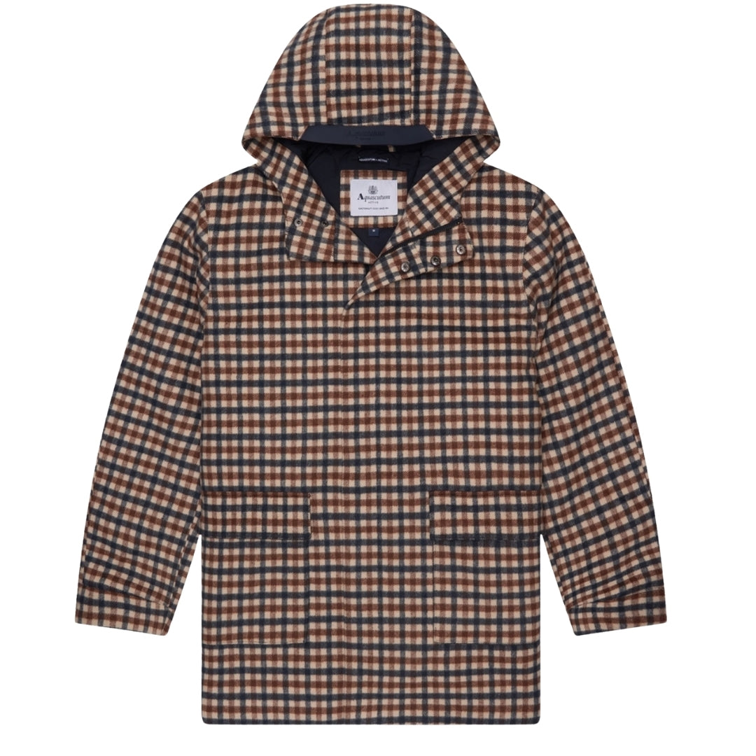 Aquascutum Active Wool Hooded Active Coat Club Check L
