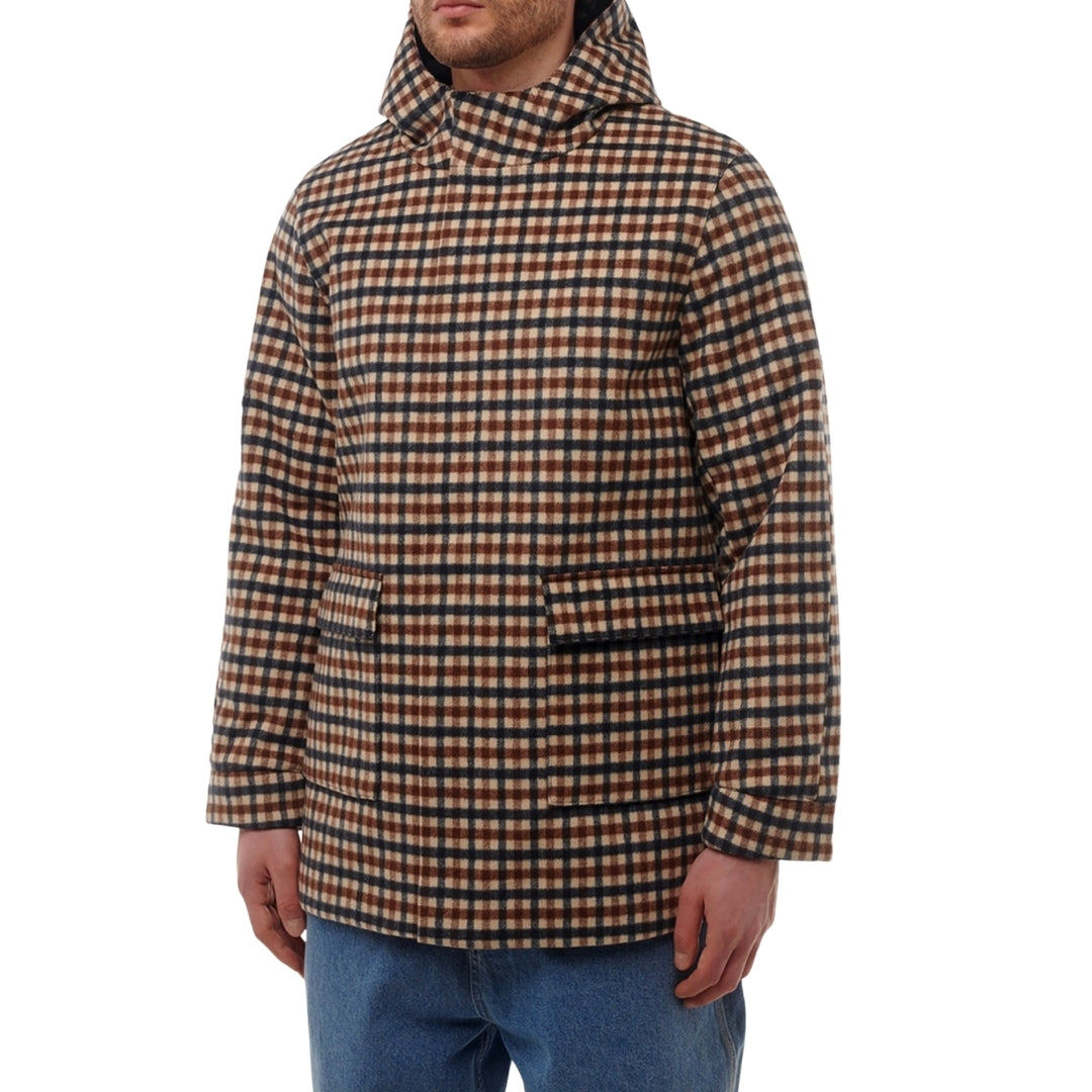 Aquascutum Active Wool Hooded Active Coat Club Check L