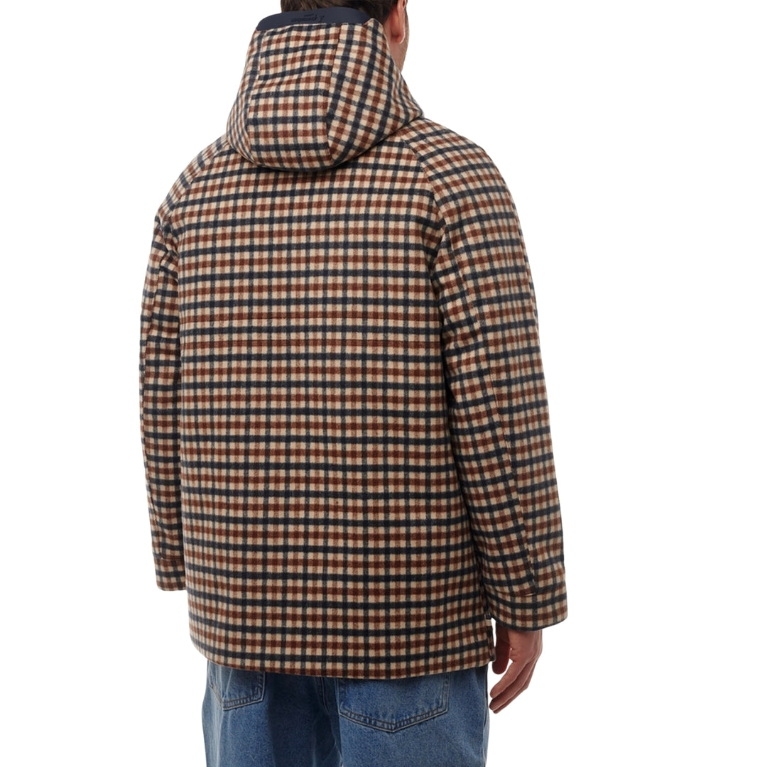 Aquascutum Active Wool Hooded Active Coat Club Check L