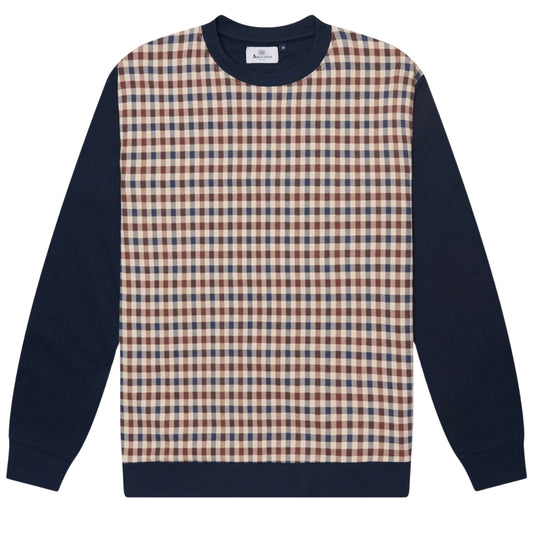 Aquascutum Active Club Check Crewneck Navy S