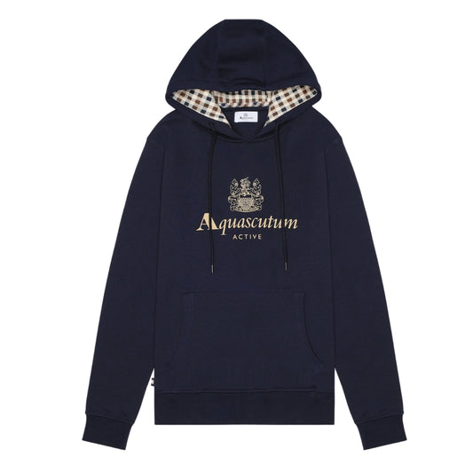 Aquascutum Active Big Logo Hoodie Navy L