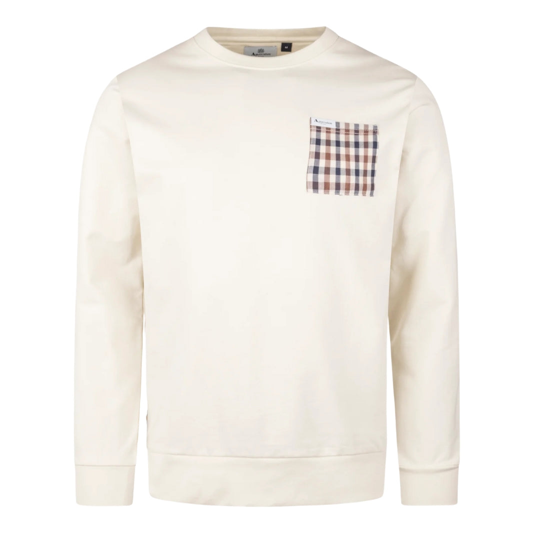 Aquascutum Active Iconic Pocket Crewneck Old White M