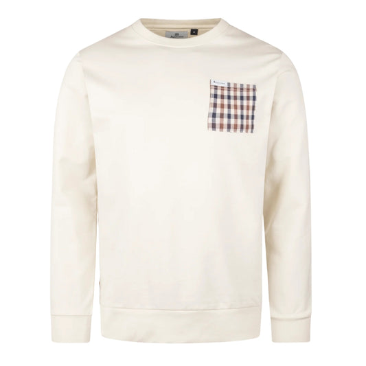 Aquascutum Active Iconic Pocket Crewneck Old White M