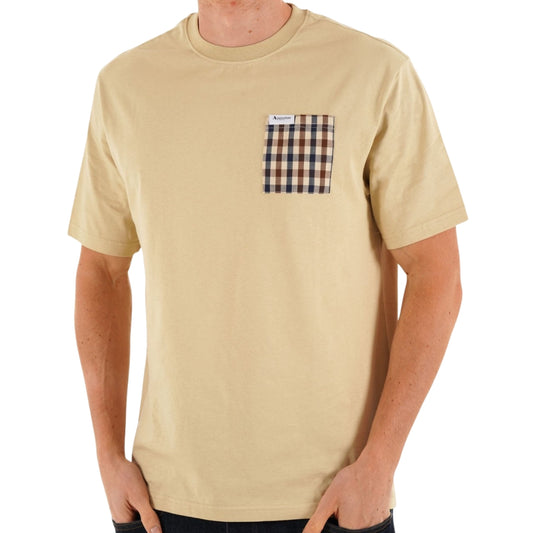 Aquascutum Active Club Check Pocket T-Shirt Beige L