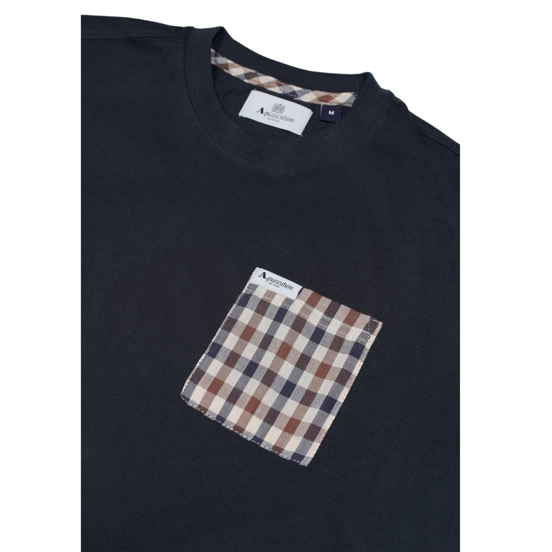 Aquascutum Active Club Check Pocket T-Shirt Navy XXL