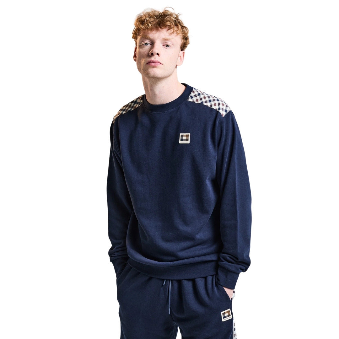 Aquascutum Active INSERT LAMINA CREWNECK AA_B006_SW013 11 Navy Blue Sweater Mens M