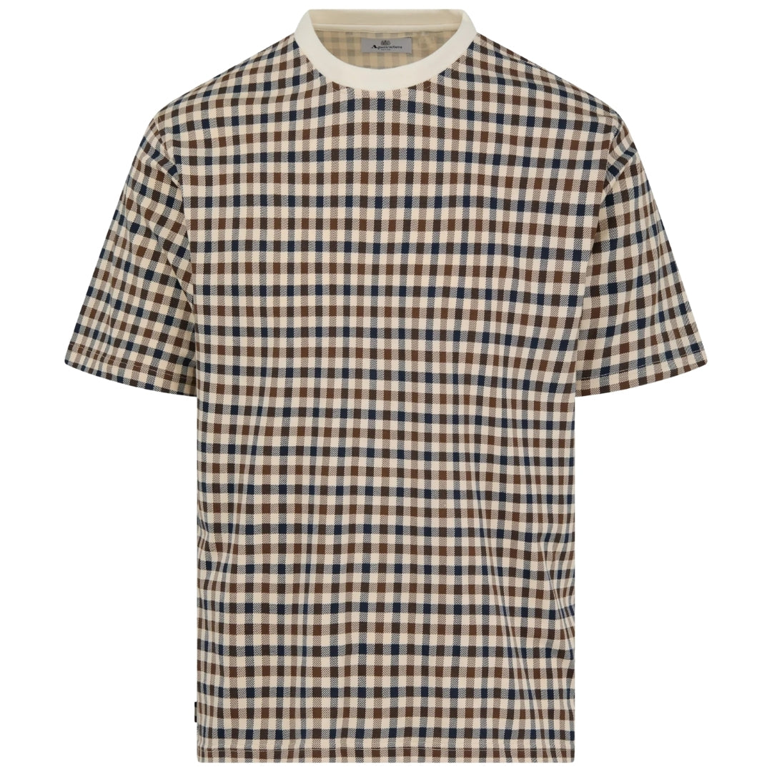 Aquascutum Active CHECK T SHIRT  AA B006 TS007 01 OLD WHITE T-Shirt Mens M