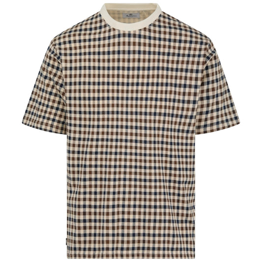 Aquascutum Active CHECK T SHIRT  AA B006 TS007 01 OLD WHITE T-Shirt Mens M