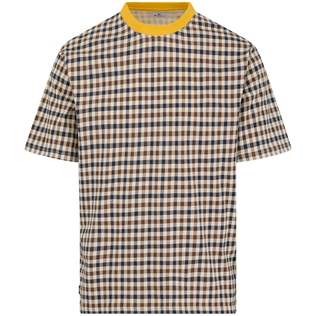 Aquascutum Active CHECK T SHIRT  AA B006 TS007 15 YELLOW T-Shirt Mens M