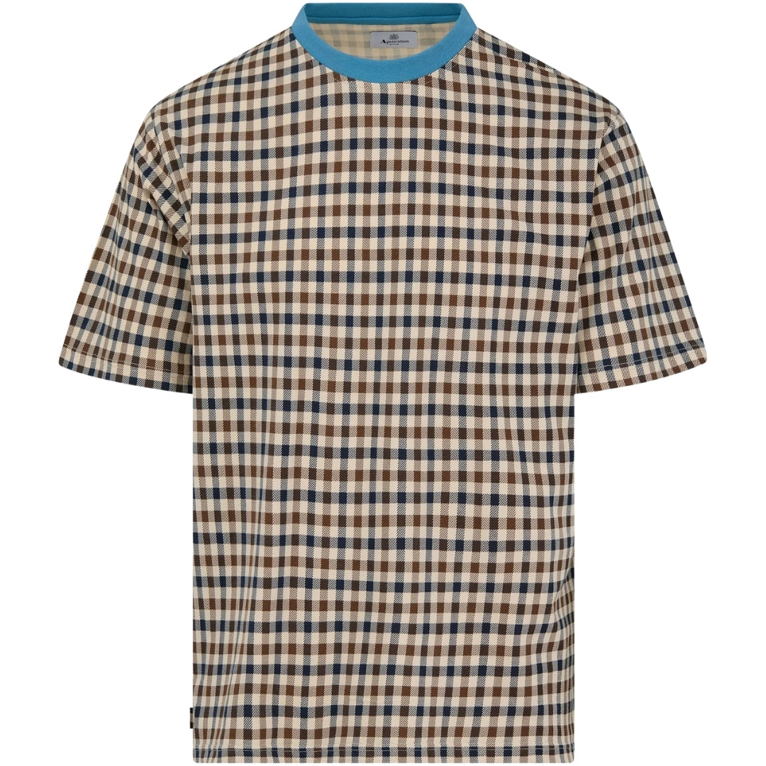 Aquascutum Active CHECK T SHIRT  AA B006 TS007 18 Avio (BLUE) T-Shirt Mens M