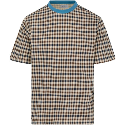 Aquascutum Active CHECK T SHIRT  AA B006 TS007 18 Avio (BLUE) T-Shirt Mens M