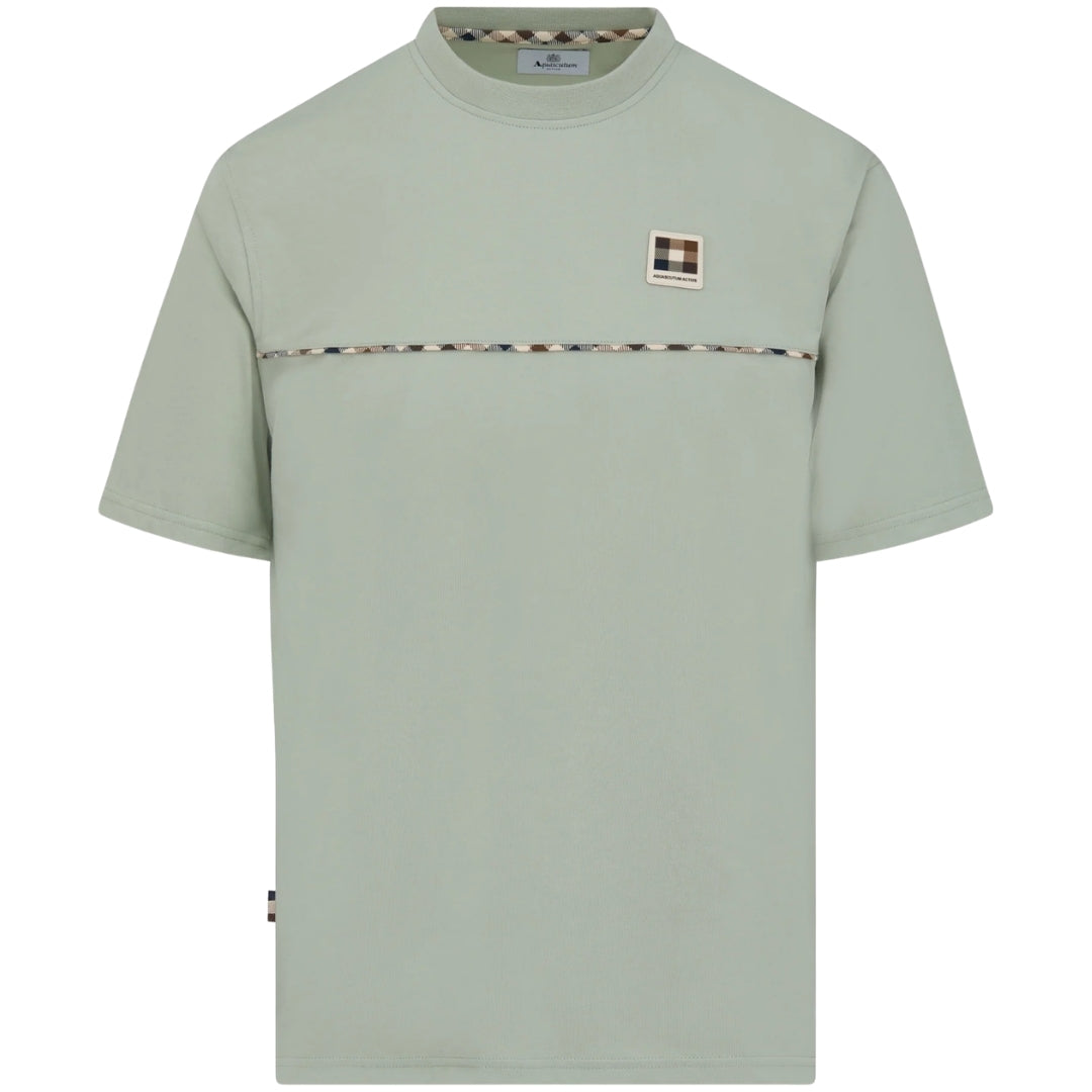 Aquascutum Active CLUB CHECK PIPING T-SHIRT AA_B006_TS011 34 Salvia (Light Green) T-Shirt Mens M