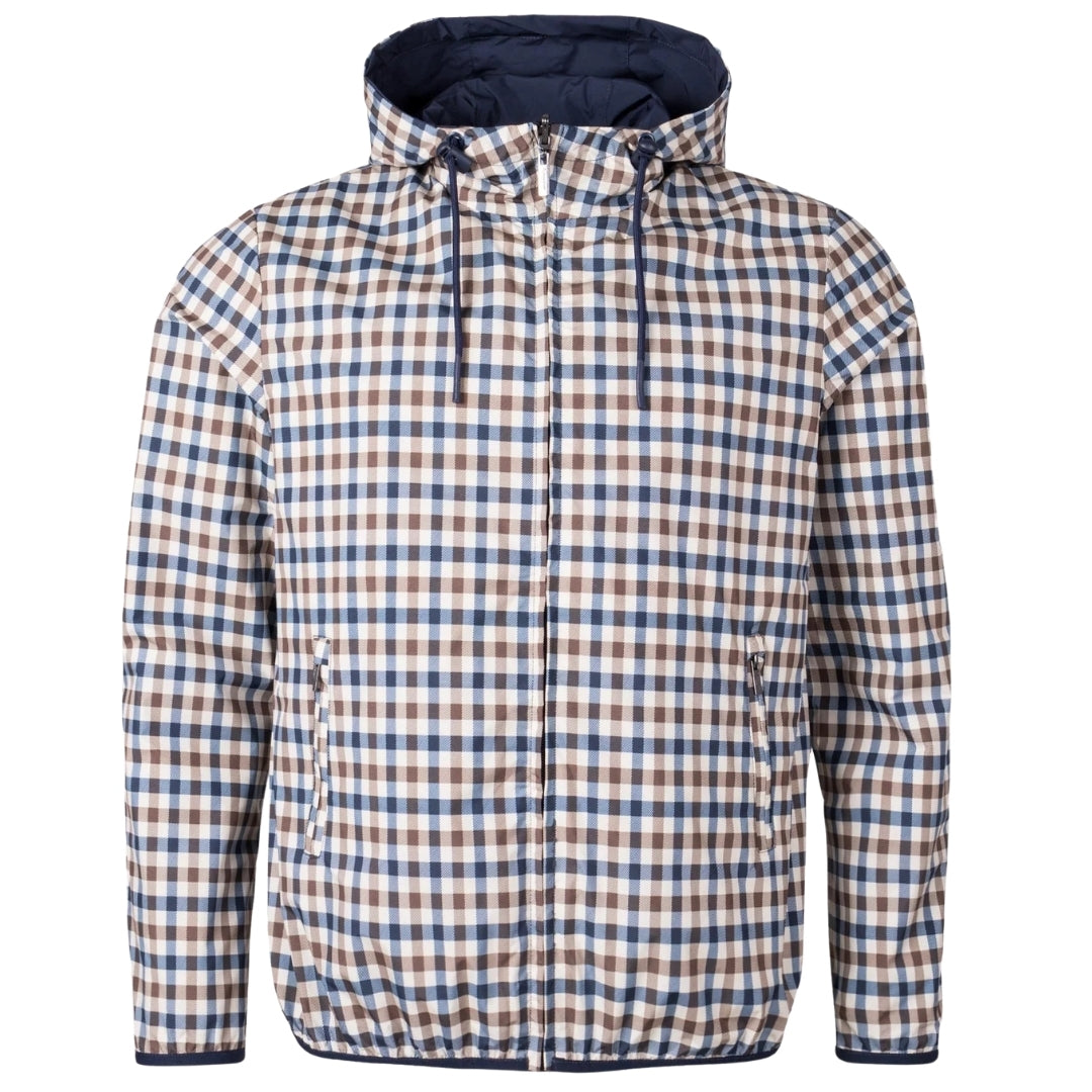 Aquascutum Active Sailor Check Reversible Jacket Navy Navy Blue Jacket M