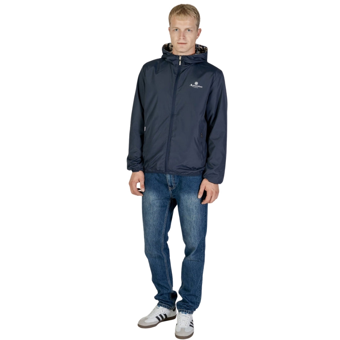 Aquascutum Active Sailor Check Reversible Jacket Navy Navy Blue Jacket M