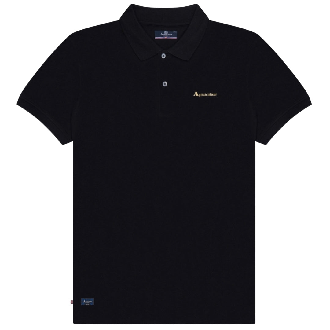 Aquascutum Active Active Cotton Polo Dry-Fit Black Black Polo Shirt M