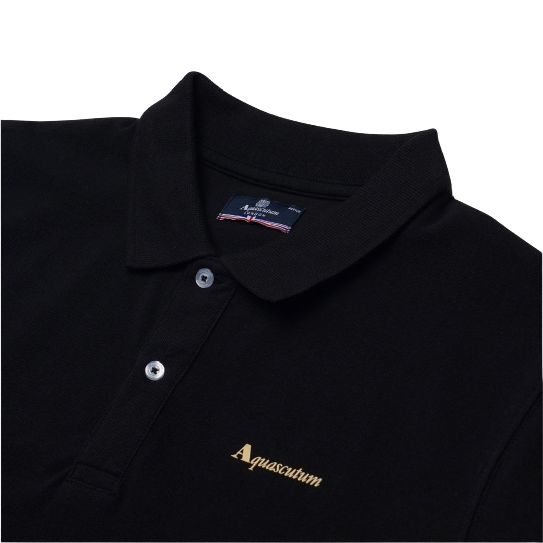 Aquascutum Active Active Cotton Polo Dry-Fit Black Black Polo Shirt M